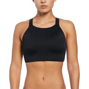 Nike Swim Women Medium Hydralock Anti-Slip Black Fusion Bikini Top Padded NEW